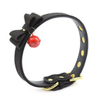 Kawaii Bow Bell Day Collar – Adjustable Soft PU, Gold Hardware