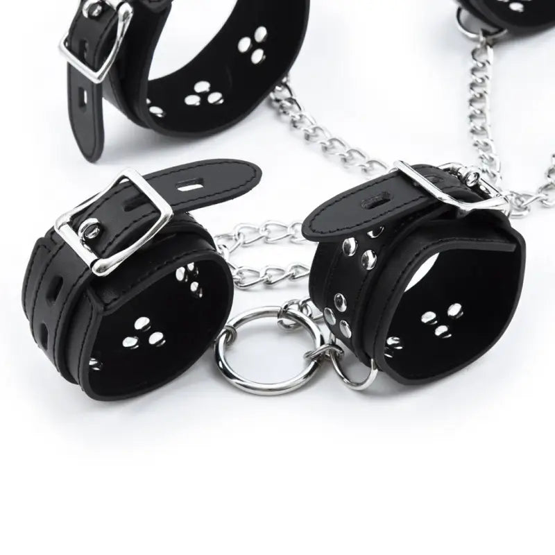 Hogtie Kit: 5-Piece PU Leather Bondage Restraint Set