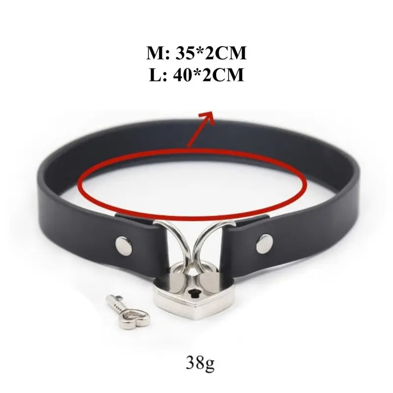 Day Collar with Heart Lock – PU Leather Choker