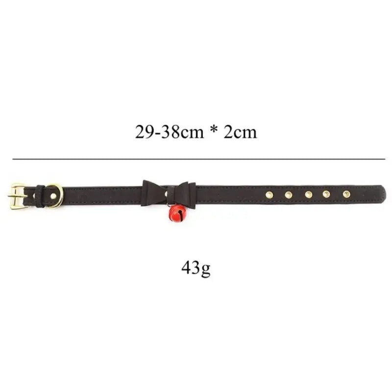 Kawaii Bow Bell Day Collar – Adjustable Soft PU, Gold Hardware