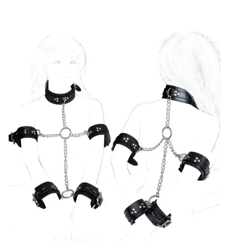 Hogtie Kit: 5-Piece PU Leather Bondage Restraint Set