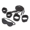 Under Bed 4‑Point Restraint Kit, Soft Padded Cuffs & Blindfold