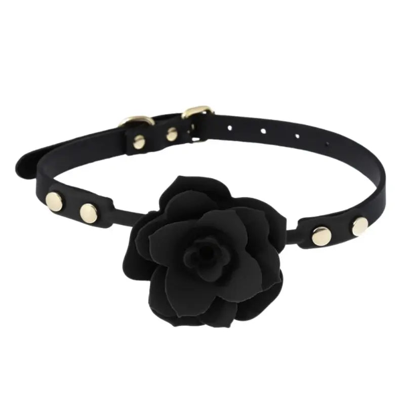 Elegant Silicone Rose Ball Gag – Adjustable Leather BDSM Gag