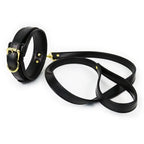 PU Leather BDSM Collar and Leash Set, Adjustable Padded Neck