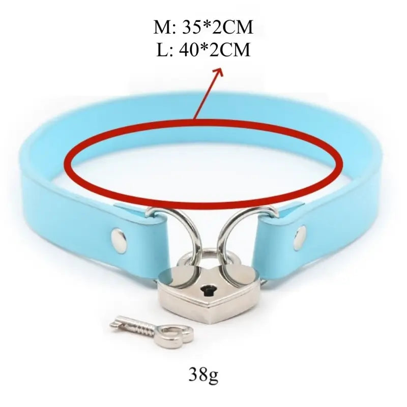 Day Collar with Heart Lock – PU Leather Choker