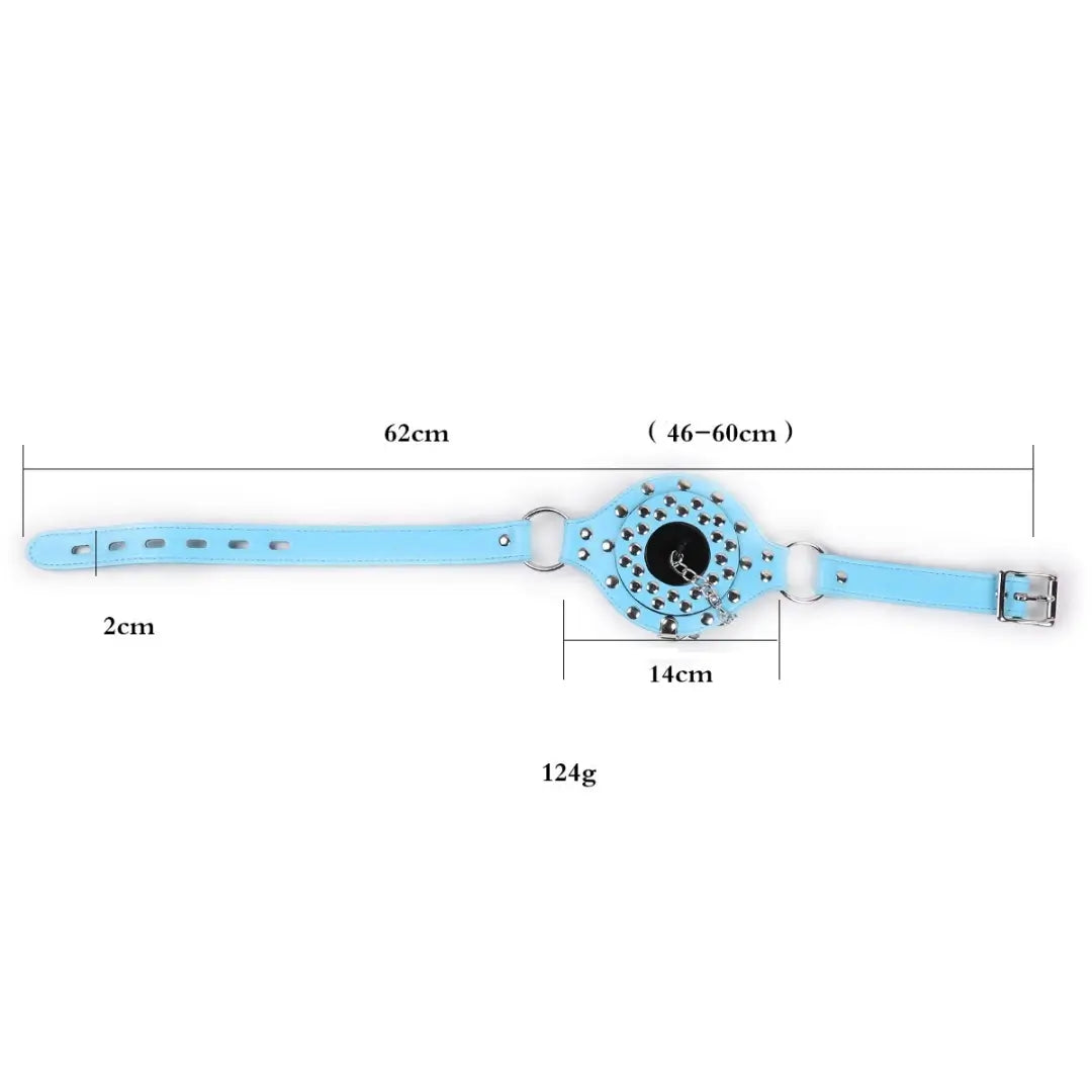 Studded Open Mouth Gag — Adjustable Deep Throat PU Leather BDSM Toy
