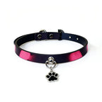 Style F thermochromic collar with paw charm, front view - Dominitoy XL2334 color changing day collar that turns pink
