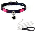 Style F thermochromic collar and leash set with paw charm, front view - Dominitoy XL2335 color changing collar that turns pink