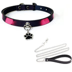 Style F thermochromic collar and leash set with paw charm, front view - Dominitoy XL2335 color changing collar that turns pink