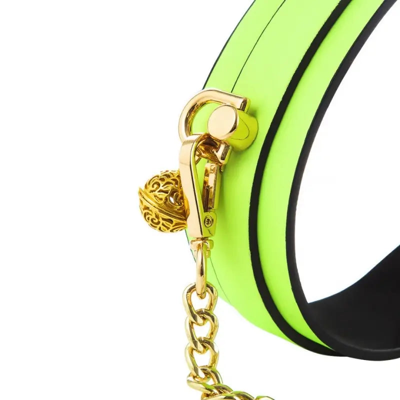Glow-in-the-Dark BDSM Collar Leash Set with Gold Chain