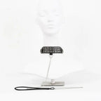 Studded Black PU Leather Chain Leash & Adjustable Collar Set