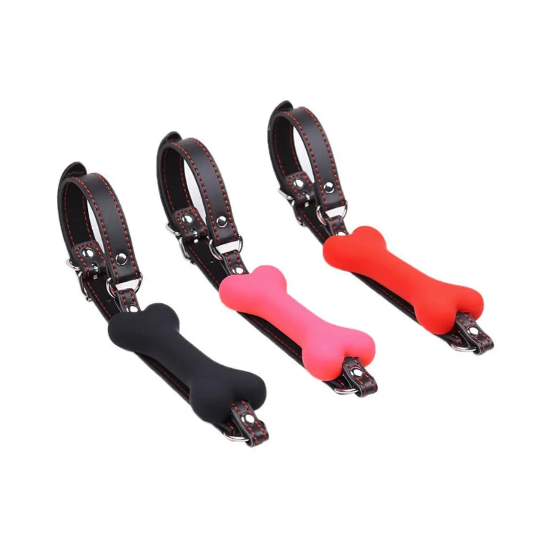 Bone-Shaped Silicone Gag – Adjustable Pet Play Mouth Gag for Couples BDSM