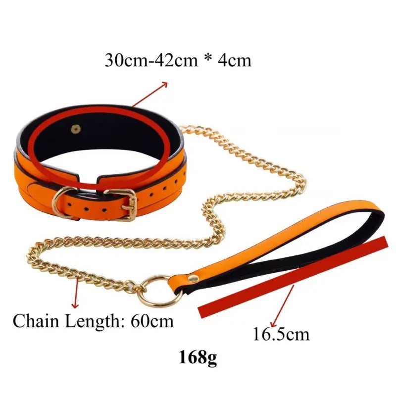 Glow-in-the-Dark BDSM Collar Leash Set with Gold Chain