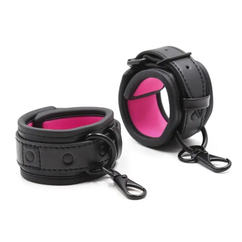 Padded Sponge Handcuffs — Soft Faux Leather Couples Restraints