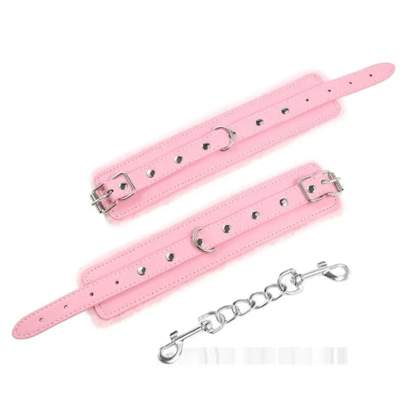 Plush Leatherette Ankle & Wrist Cuffs – Adjustable BDSM Restraints