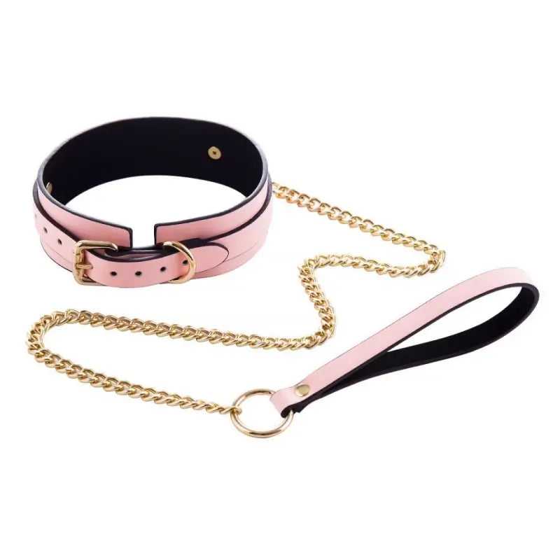 Glow-in-the-Dark BDSM Collar Leash Set with Gold Chain