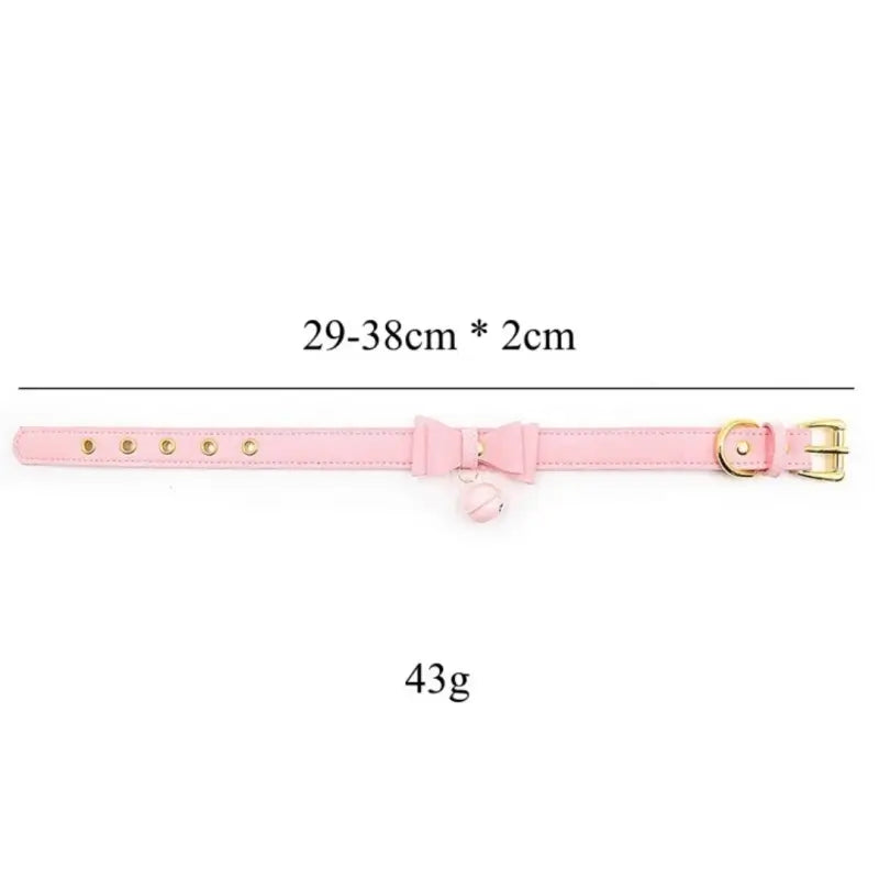 Kawaii Bow Bell Day Collar – Adjustable Soft PU, Gold Hardware