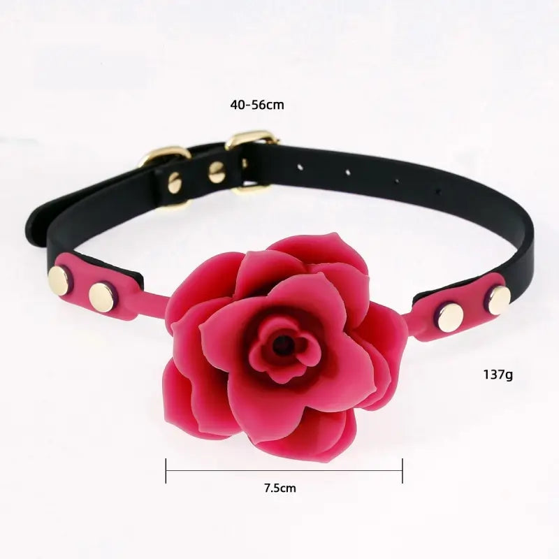 Elegant Silicone Rose Ball Gag – Adjustable Leather BDSM Gag