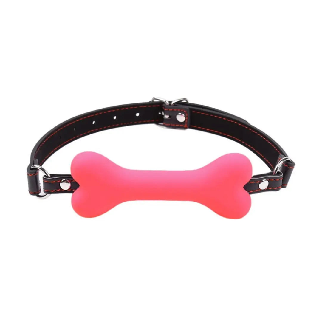 Bone-Shaped Silicone Gag – Adjustable Pet Play Mouth Gag for Couples BDSM