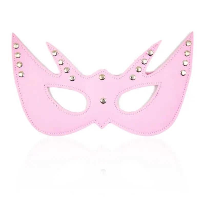 Blindfold Mask – pink leather look eye mask with studs for couples, perfect for intimate play.