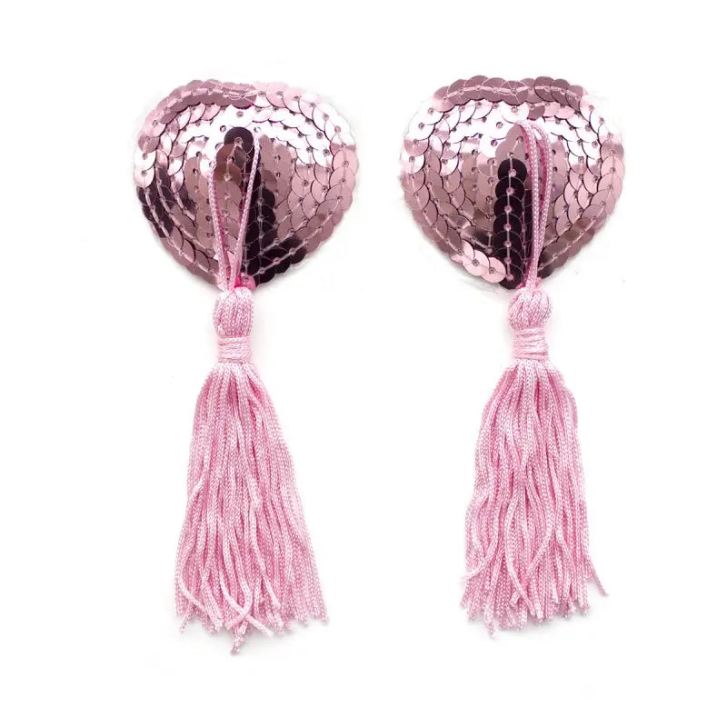 Heart Shaped Nipple Covers with Sequins + Tassels