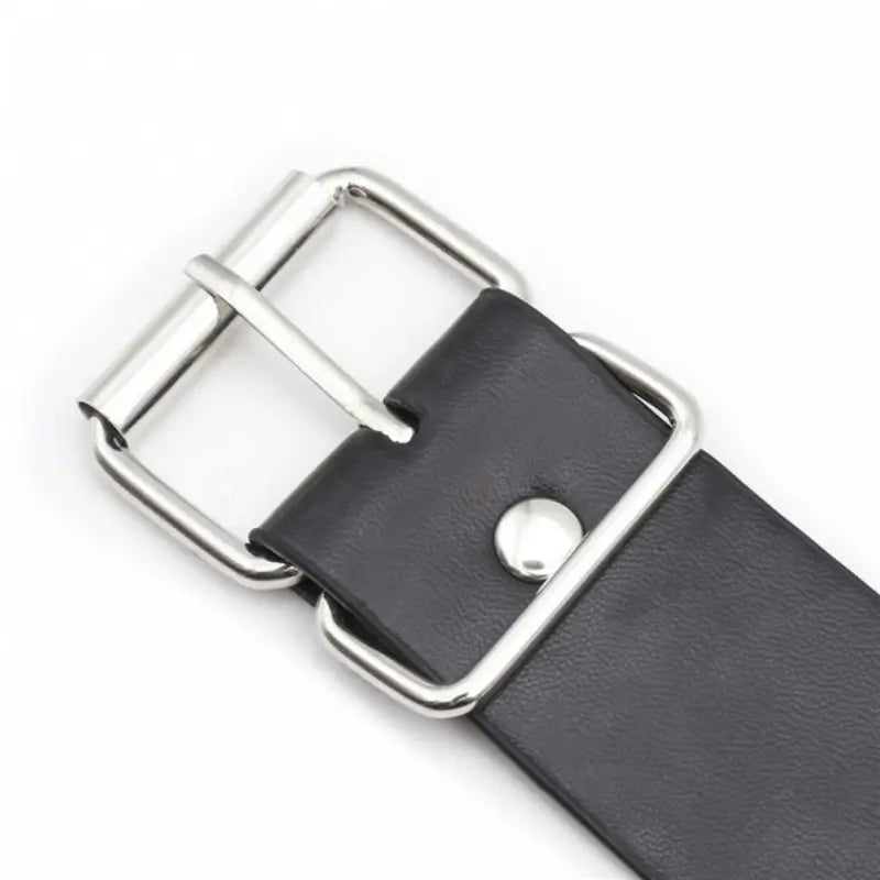 Black Leather Posture Collar with Chains – Adjustable Fetish Neckwear