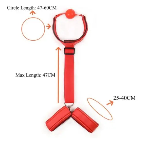 Neck-to-Wrist Restraint with Ball Gag, Adjustable Collar & Cuffs