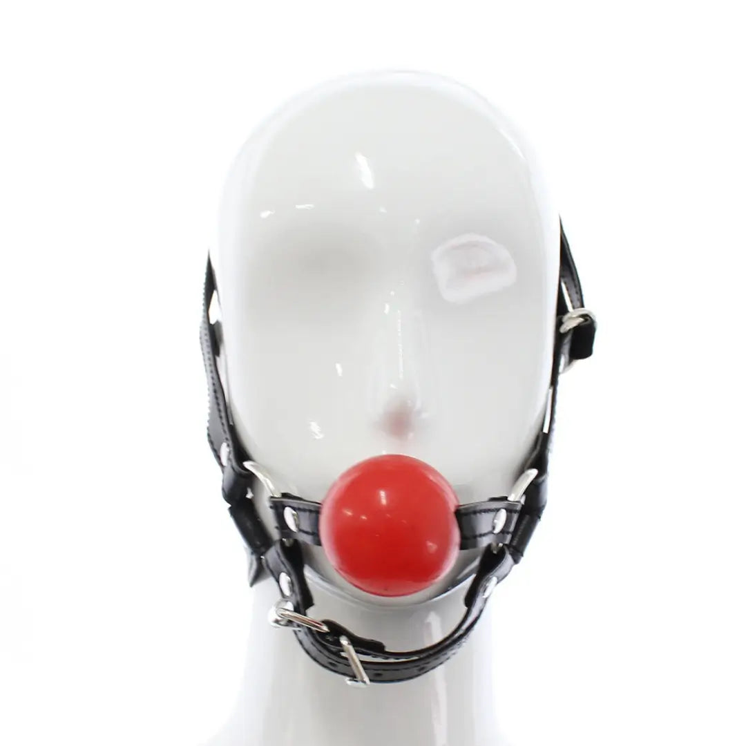 Leather Harness Ball Gag — Adjustable Silicone Ball Gag for Couples