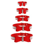 Suede Bow Collar — Rhinestone Trim Adjustable Day Collar