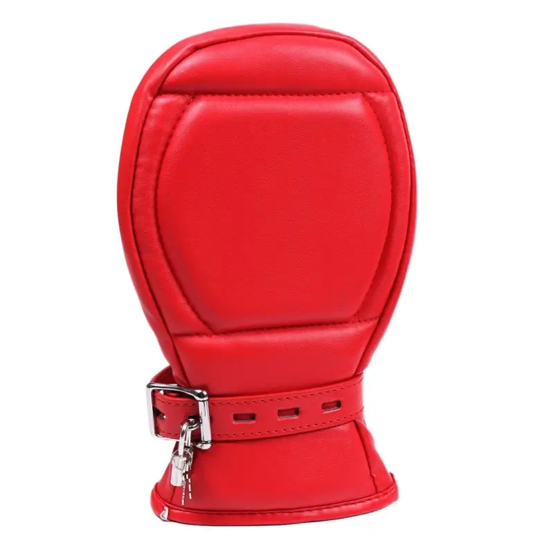 Dominitoy Lockable Boxing Mitts - Padded BDSM Hand Restraints Black/Red