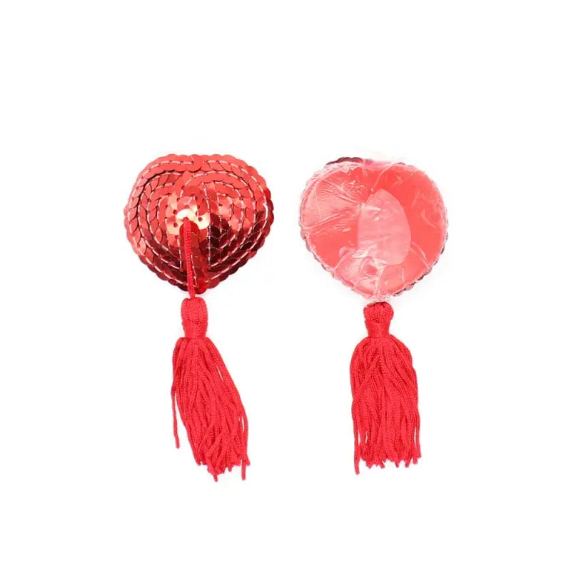 Heart Shaped Nipple Covers with Sequins + Tassels
