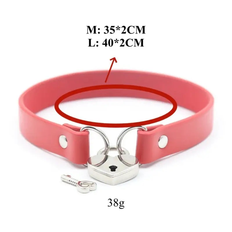 Day Collar with Heart Lock – PU Leather Choker