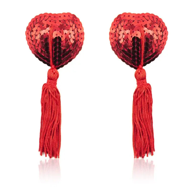 Heart Shaped Nipple Covers with Sequins + Tassels