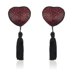 Cubrepezones con forma de corazón y borlas de diamantes de imitación - Cubrepezones de cristal reutilizables