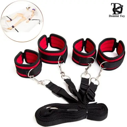 Under Bed 4‑Point Restraint Kit, Soft Padded Cuffs & Blindfold