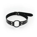 Black Faux Leather Ring Gag — Adjustable O‑Ring Collar, Beginner Friendly