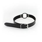 Black Faux Leather Ring Gag — Adjustable O‑Ring Collar, Beginner Friendly