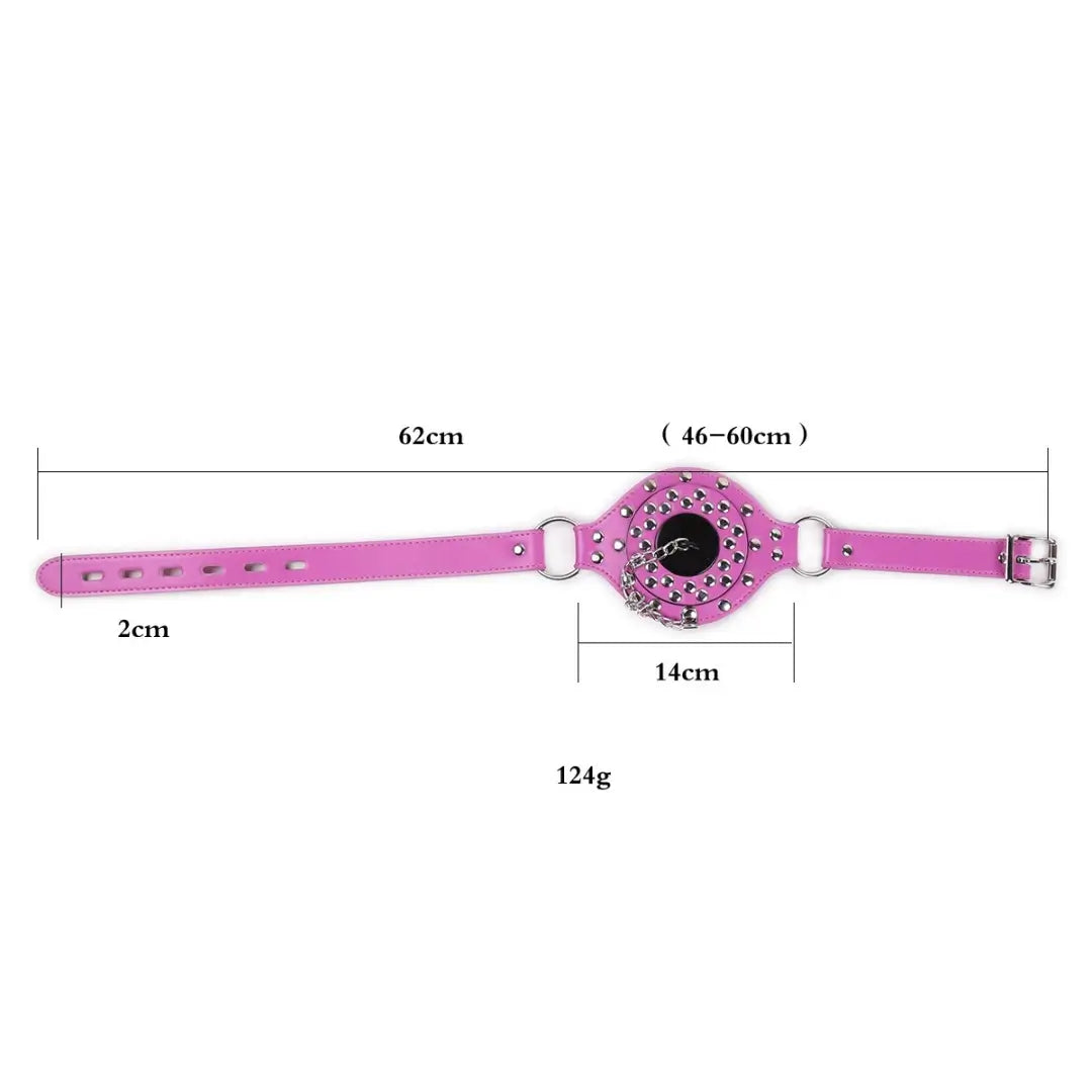 Studded Open Mouth Gag — Adjustable Deep Throat PU Leather BDSM Toy