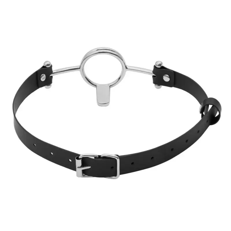 Rose Gold & Silver Deep Throat Metal Ring Gag with Tongue Depressor