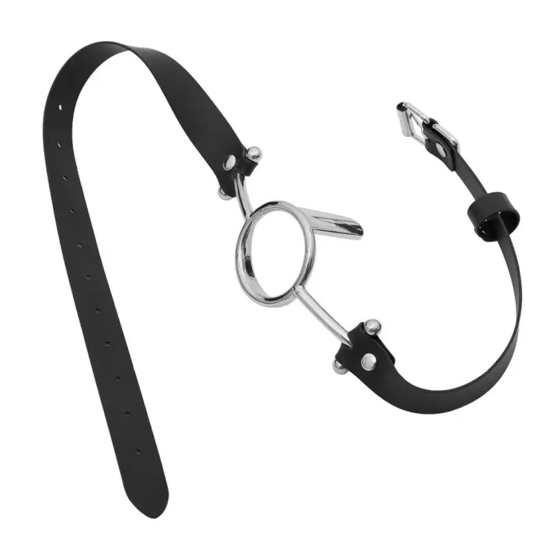 Rose Gold & Silver Deep Throat Metal Ring Gag with Tongue Depressor