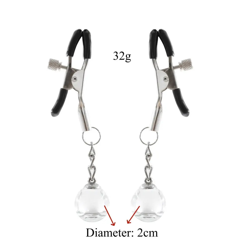 Crystal Glass Bead Nipple Clamps