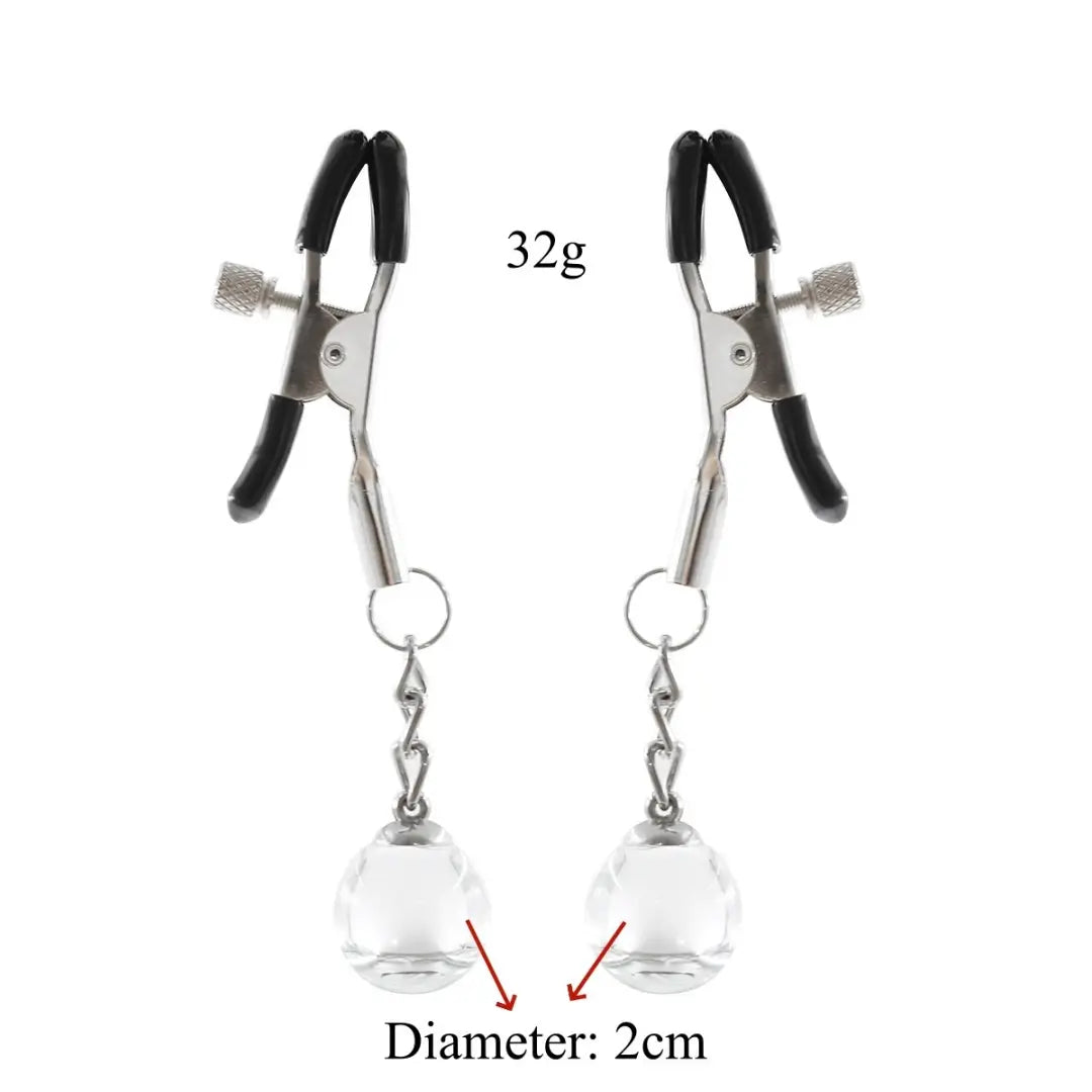 Crystal Glass Bead Nipple Clamps