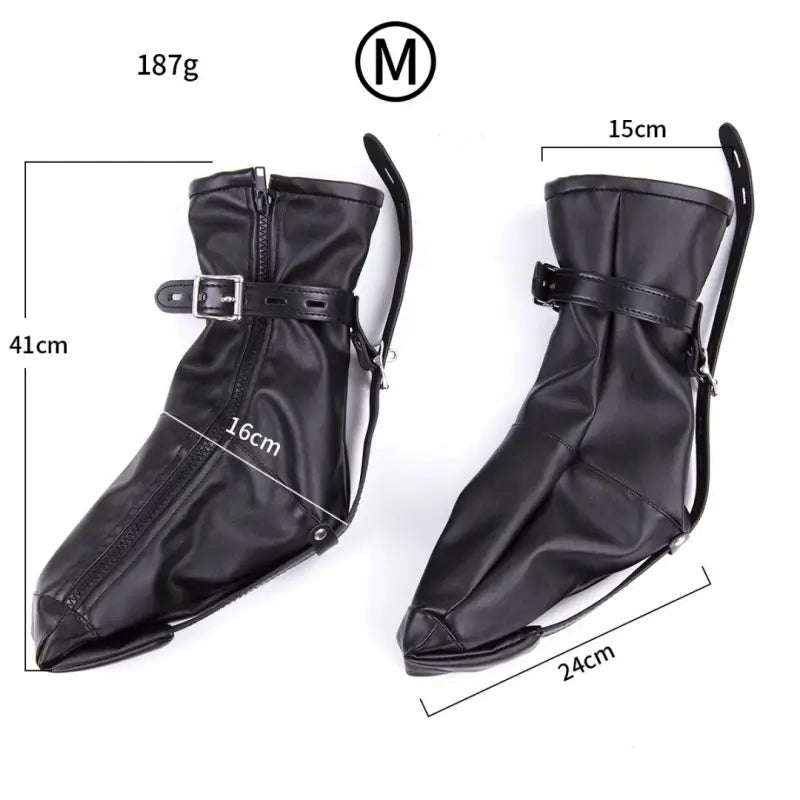 Leather Foot Restraint Boots - Lockable BDSM Bondage Gear M/L