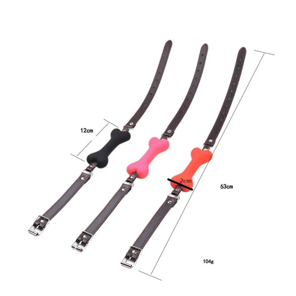 Bone-Shaped Silicone Gag – Adjustable Pet Play Mouth Gag for Couples BDSM