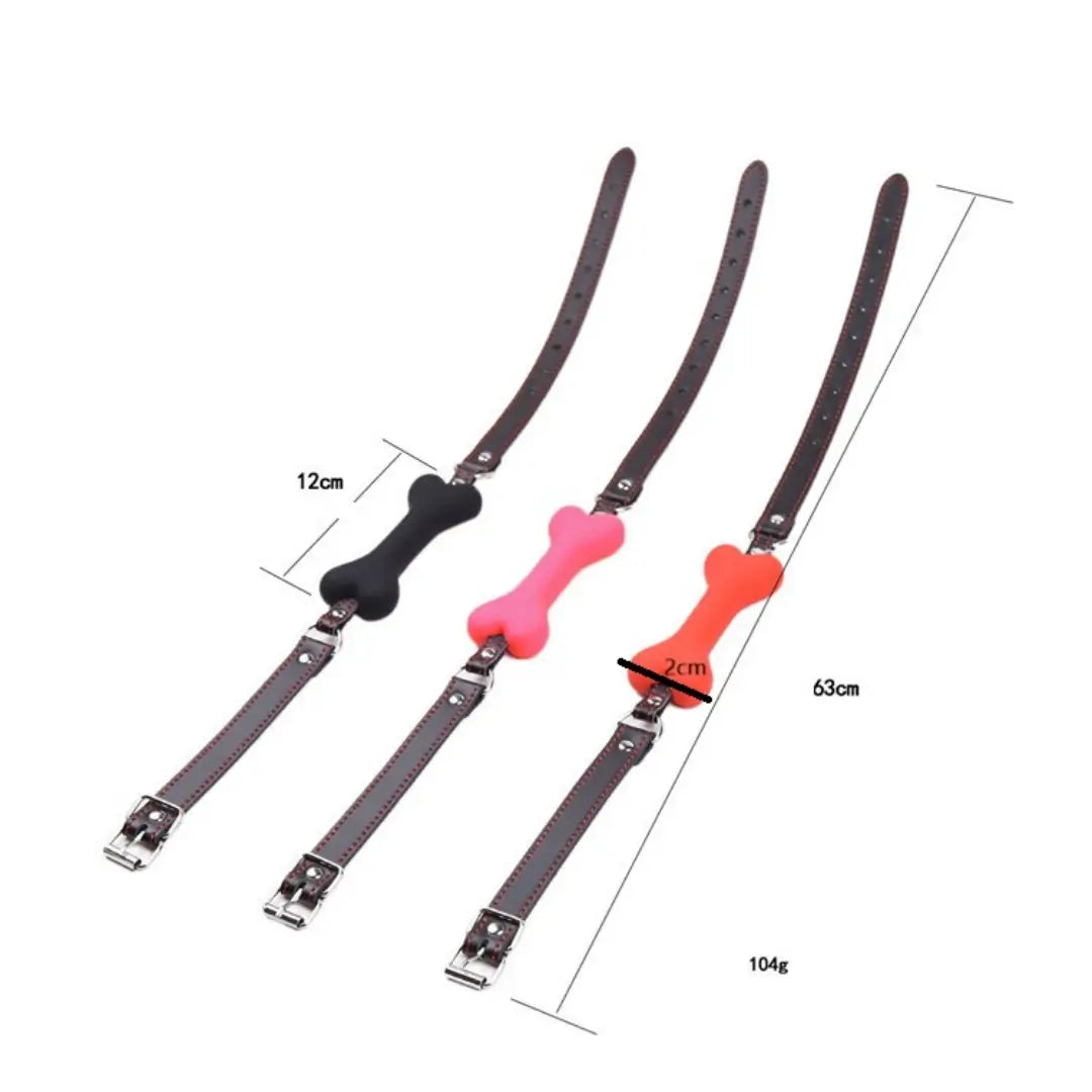 Bone-Shaped Silicone Gag – Adjustable Pet Play Mouth Gag for Couples BDSM