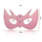 Blindfold Mask – Pink leather look eye mask with studs, perfect for couples' intimate play.