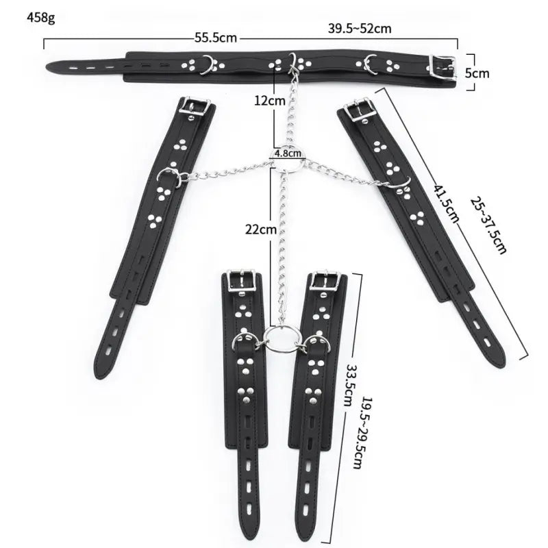 Hogtie Kit: 5-Piece PU Leather Bondage Restraint Set