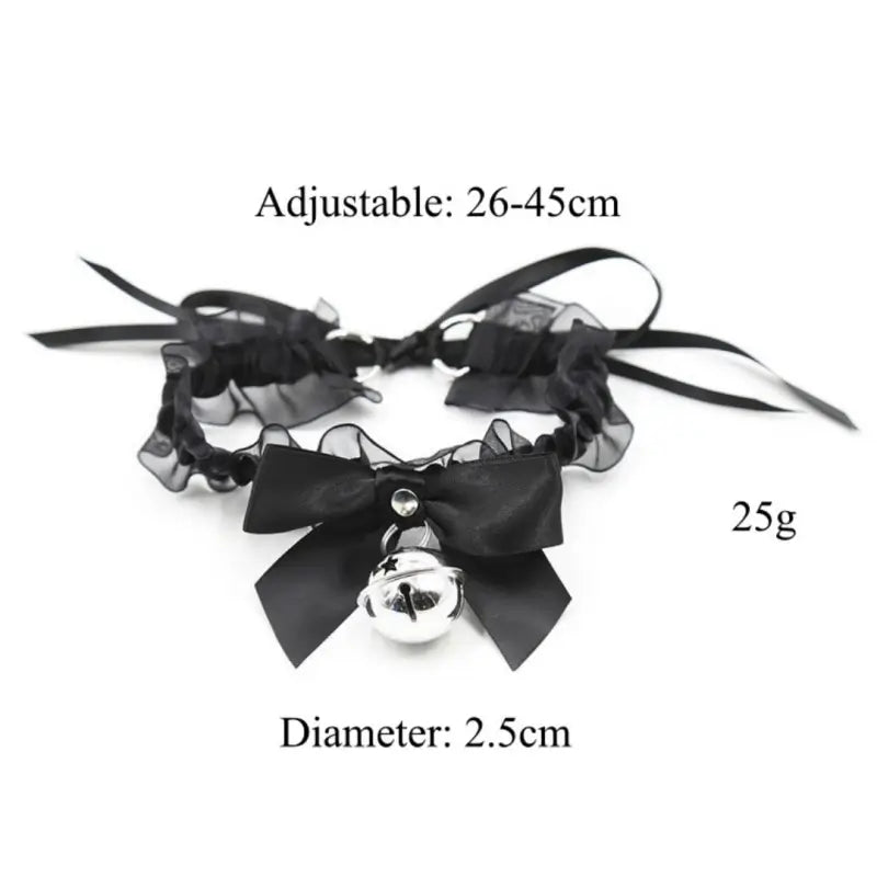 Black Lace Bell Collar – Adjustable Satin Ruffle Choker