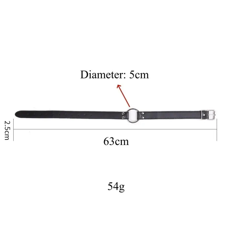 Black Faux Leather Ring Gag — Adjustable O‑Ring Collar, Beginner Friendly