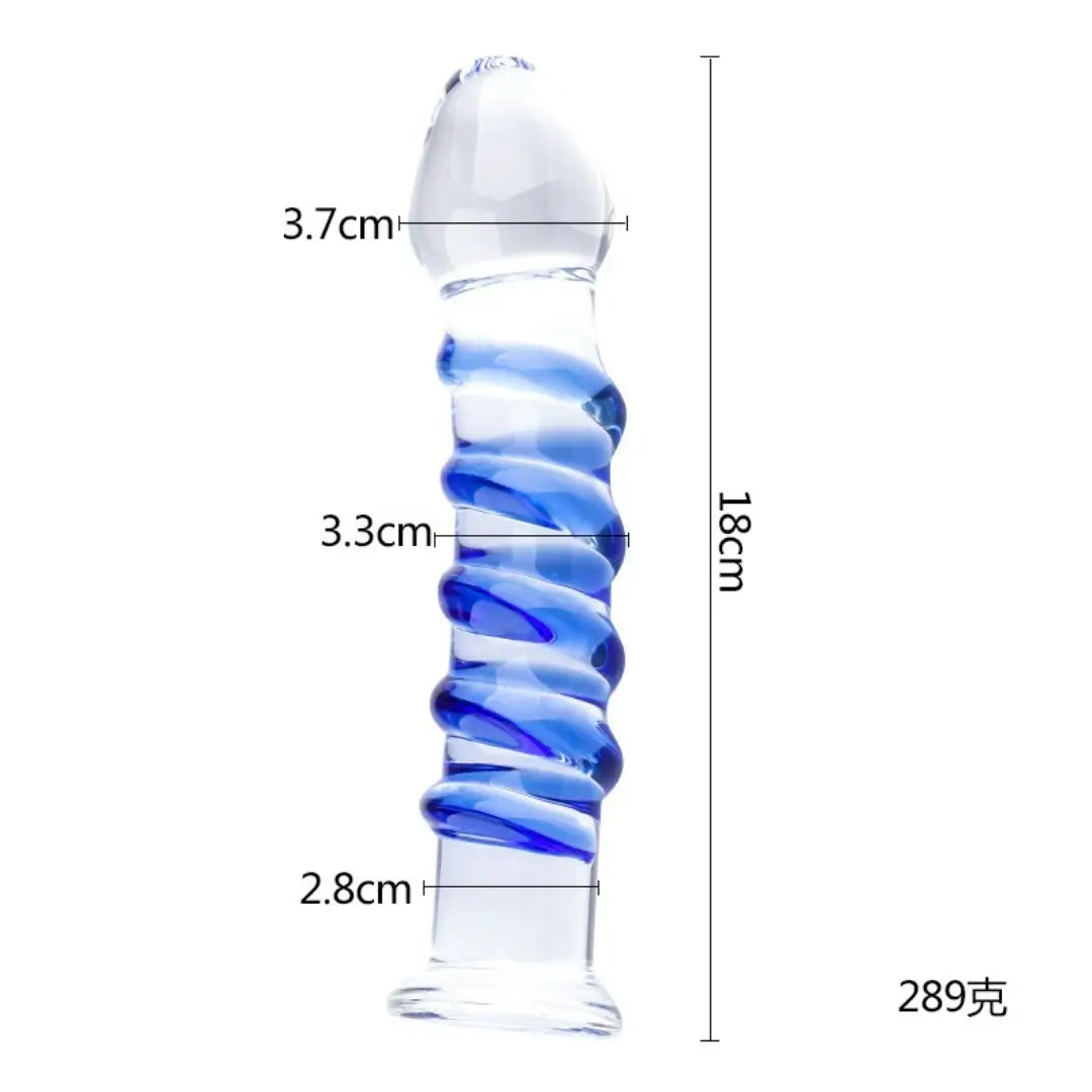 Glass Dildo – Premium Borosilicate Glass with ergonomic spiral design, perfect for temperature play and targeted stimulation.